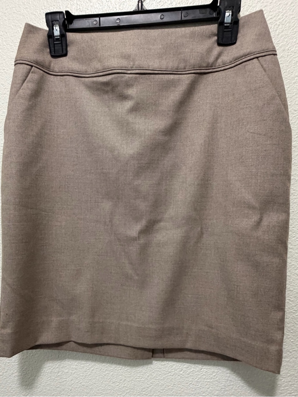 H & M light brown lined pencil skirt, size 8